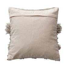 Load image into Gallery viewer, Beige Cotton Textured Throw Pillow with Fringe