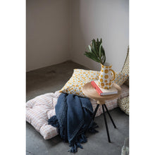 Load image into Gallery viewer, Blue Woven Throw with Stripes and Fringe