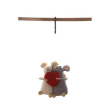 Load image into Gallery viewer, Wool Felt Mice w/ Heart Ornament