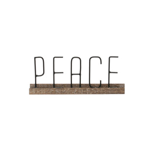 "Peace" Wood & Metal Sign