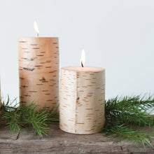 Load image into Gallery viewer, Unscented Birch Wrapped Pillar Candle