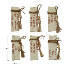 Load image into Gallery viewer, Wood Block Faux Books with Holiday Saying