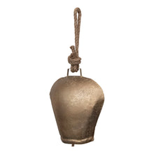 Load image into Gallery viewer, Metal Bell on Jute Rope, Antique Brass Finish