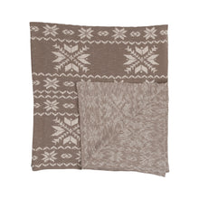 Load image into Gallery viewer, Brown and Cream Throw Blanket with Faire Isle Print