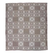 Load image into Gallery viewer, Brown and Cream Throw Blanket with Faire Isle Print