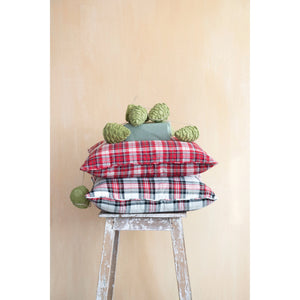 Red Plaid Throw Pillow, 2 Styles