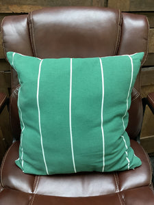 Green and White Striped Throw Pillow