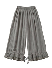 Load image into Gallery viewer, Wide Leg Cotton Pants W/Eyelet Embroidery
