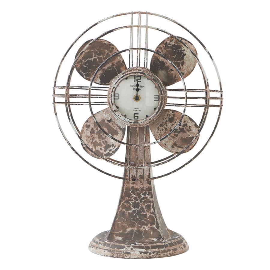 Metal Vintage Desk Fan w/Clock