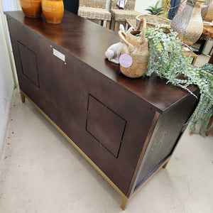 Brown and Gold Wood Buffet Cabinet