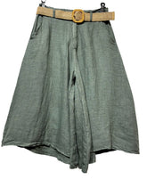 Load image into Gallery viewer, Cropped linen culottes with braided belt
