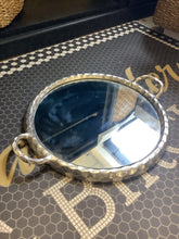 Load image into Gallery viewer, Mirrored Round Silver Tray w/ Handles
