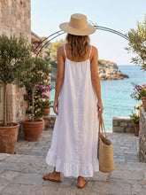 Load image into Gallery viewer, Long Asymmetric Linen Dress W/Ruffles
