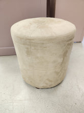 Load image into Gallery viewer, Light Brown Round Fabric Ottoman
