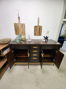 Brown and Gold Wood Buffet Cabinet