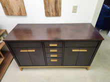 Load image into Gallery viewer, Brown and Gold Wood Buffet Cabinet
