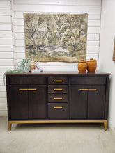 Load image into Gallery viewer, Brown and Gold Wood Buffet Cabinet
