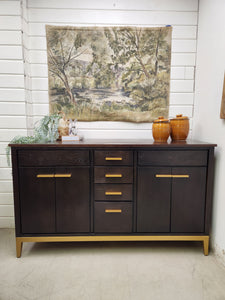 Brown and Gold Wood Buffet Cabinet