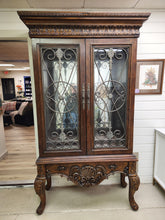 Load image into Gallery viewer, Ornate Wood and Glass Hutch
