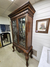 Load image into Gallery viewer, Ornate Wood and Glass Hutch
