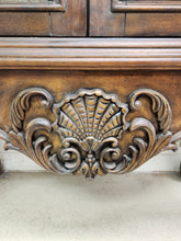 Load image into Gallery viewer, Ornate Wood and Glass Hutch
