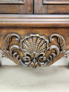 Ornate Wood and Glass Hutch