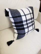 Load image into Gallery viewer, Black &amp; White Plaid Throw Pillow
