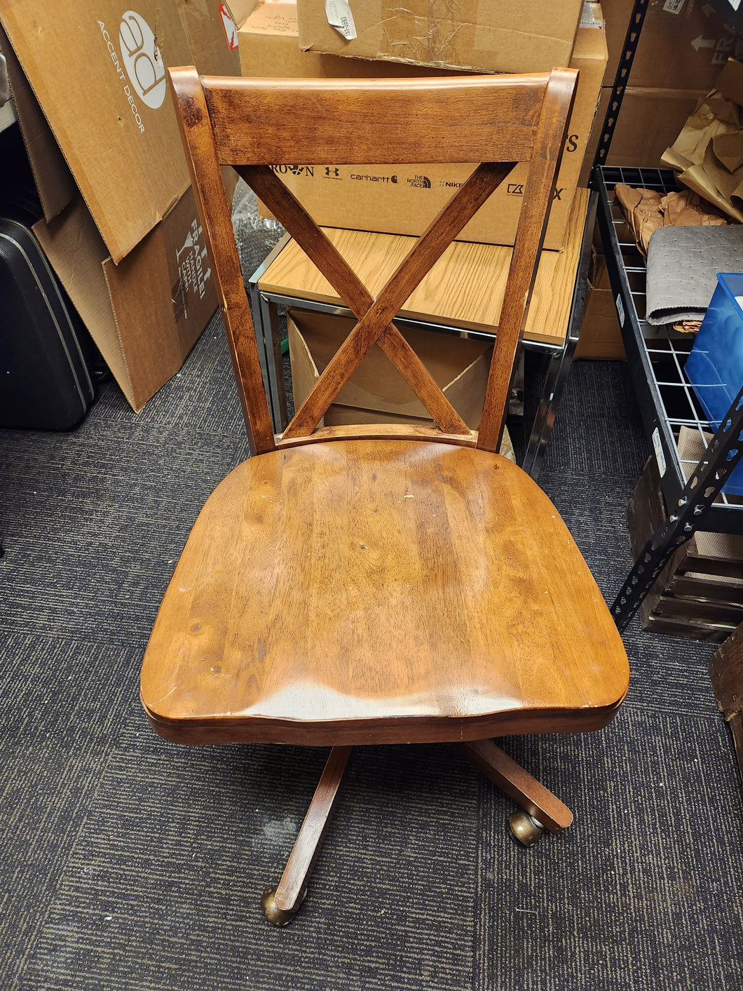 Wooden Desk Chair on Wheels