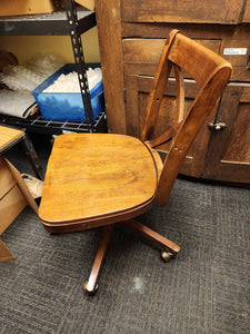 Wooden Desk Chair on Wheels