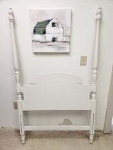 Load image into Gallery viewer, White Wooden Twin Four Post Bed Frame
