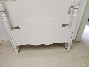 White Wooden Twin Four Post Bed Frame