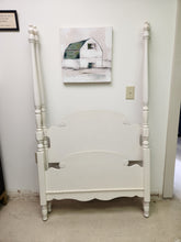 Load image into Gallery viewer, White Wooden Twin Four Post Bed Frame
