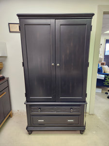 Black Wooden 2 Cabinet, 2 Drawer Wardrobe