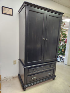 Black Wooden 2 Cabinet, 2 Drawer Wardrobe