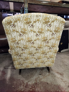 Vintage Upholstered Rocking Chair w/ Swan Arms