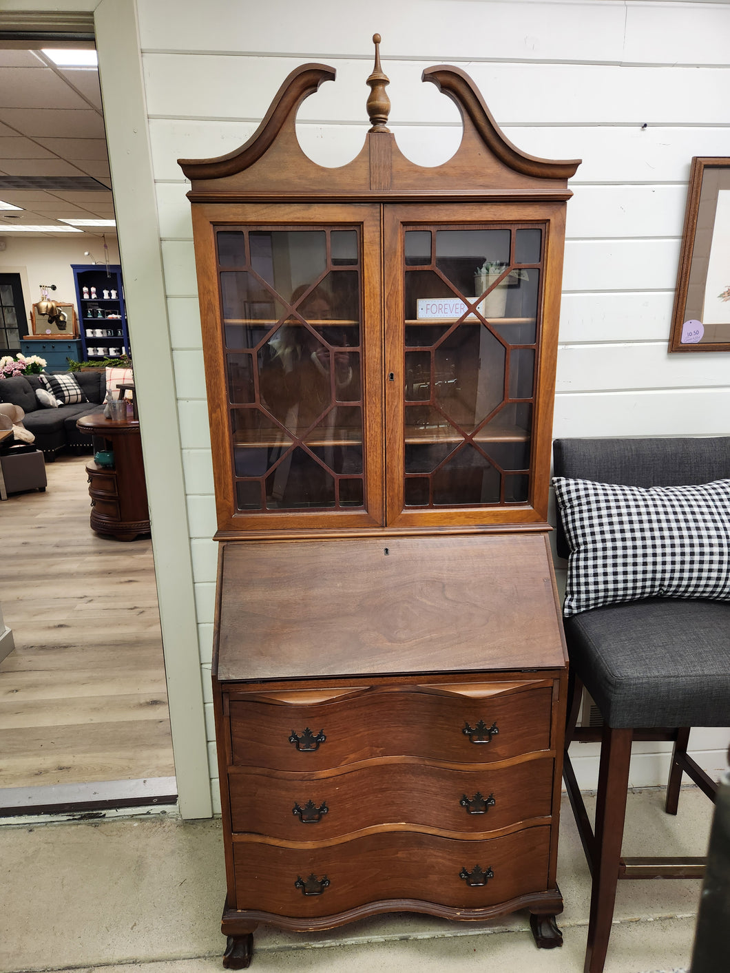 Colonial Ball and Claw Feet Tall Wooden Secretary Desk