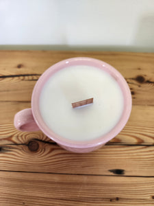 Scented Candle in Pink Tea Cup