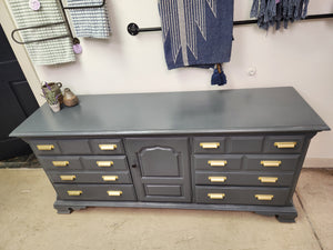 Painted Thomasville Wooden 9-Drawer Buffet Sideboard