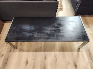 Black Wood & (Chrome) Coffee Table & Side Table Set