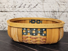 Load image into Gallery viewer, Woven Wood Basket w/ American Flag Accent
