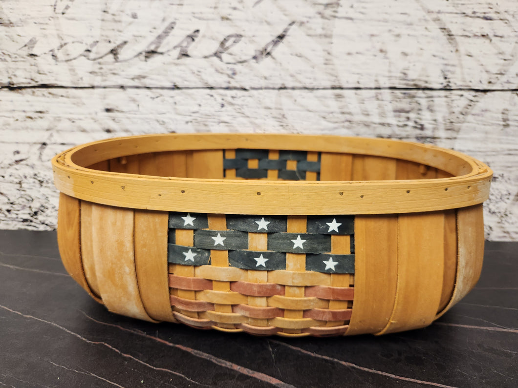 Woven Wood Basket w/ American Flag Accent