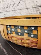 Load image into Gallery viewer, Woven Wood Basket w/ American Flag Accent
