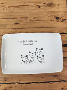 Platter with Chickens and Saying