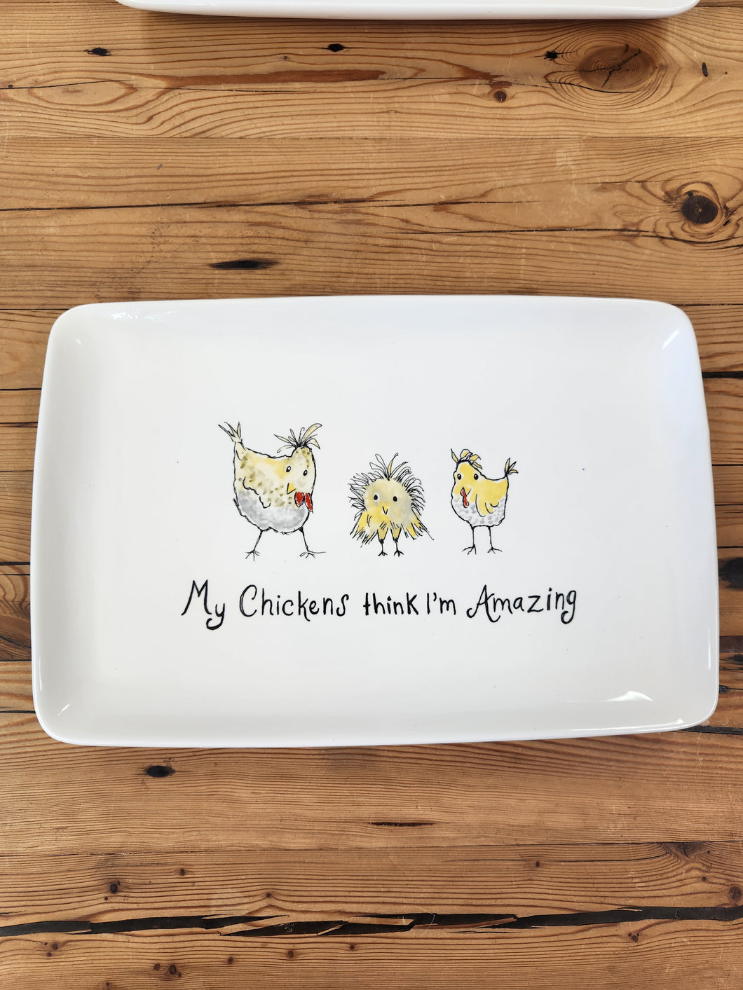 Platter with Chickens and Saying