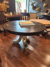 Load image into Gallery viewer, Round Dining Table w/ Black Wooden Top and Glass Base
