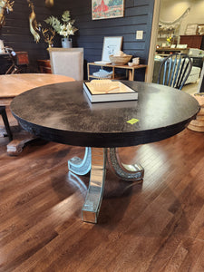 Round Dining Table w/ Black Wooden Top and Glass Base