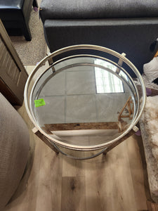 Round Metal Side Table with Glass Top