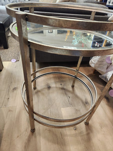 Round Metal Side Table with Glass Top