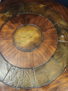 Round Wood & Stone Coffee Table