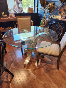 Rhinestone Base, Round Glass Top Dining Table